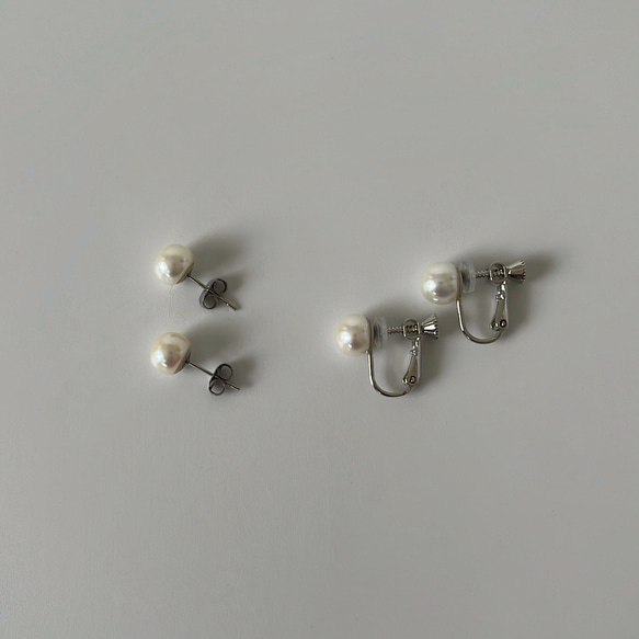 " Eri "  /  一粒ピアス / 一粒イヤリング / 淡水パールピアス / フォーマルピアス / 華奢 / 卒園式 5枚目の画像