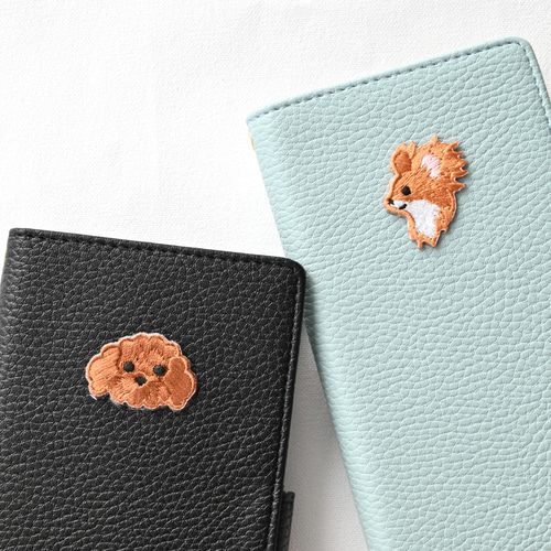 familiar 手帳型スマホケース クマと犬刺繍 familiar 手帳型スマホケース クマと犬刺繍 Android対応 全機種
