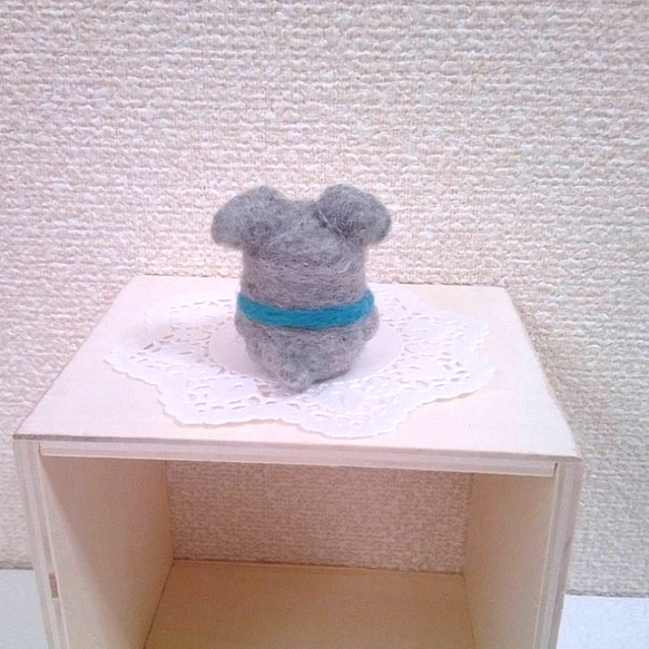 K様オーダー作品 羊毛フェルト　ころころシュナウザーキーホルダー 5枚目の画像