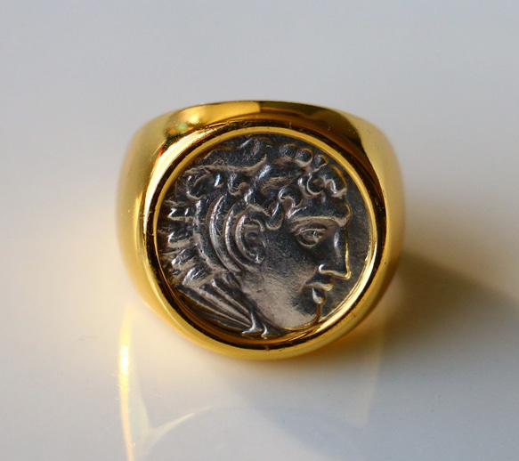 古代スタイル　ローマコイン　真鍮　リング　Brass　Ring　14号　指輪　 1枚目の画像