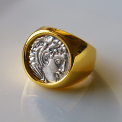 古代スタイル　ローマコイン　真鍮　リング　Brass　Ring　14号　指輪　 2枚目の画像