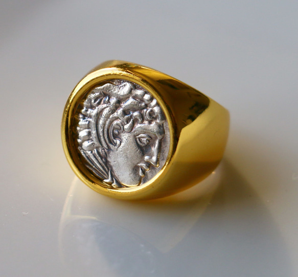 古代スタイル　ローマコイン　真鍮　リング　Brass　Ring　14号　指輪　 2枚目の画像