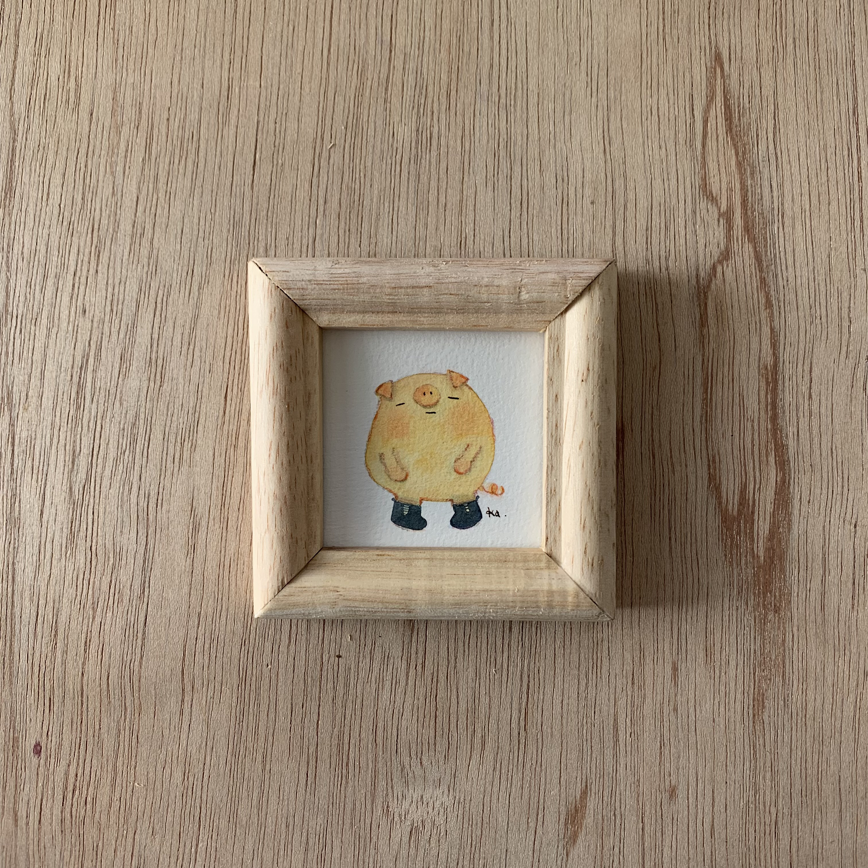 「まんまるぶたさん」ミニ額　原画