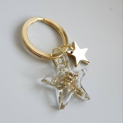 otona star☆* オトナの星キーリング  / M / clear & gold 1枚目の画像