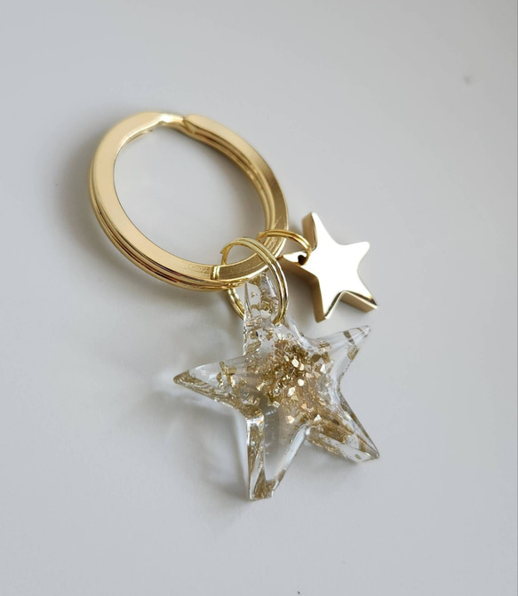 otona star☆* オトナの星キーリング  / M / clear & gold 1枚目の画像