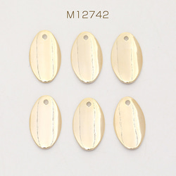 M12742 30個 色褪せにくい14KGPゴールドメッキ メタルプレートチャーム オーバル8×14mm 3X（10ヶ) 1枚目の画像