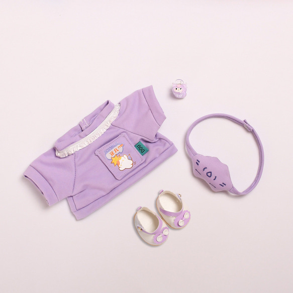 ステラルー コスチューム ぬいぐるみ服 リーナベル レナ・ベア服 30cm sサイズ共通 紫色のTシャツ 革靴 着せ替え 6枚目の画像