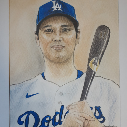 色鉛筆画 ドジャース大谷翔平がんばれ！ 絵画 makochin 通販 17082720