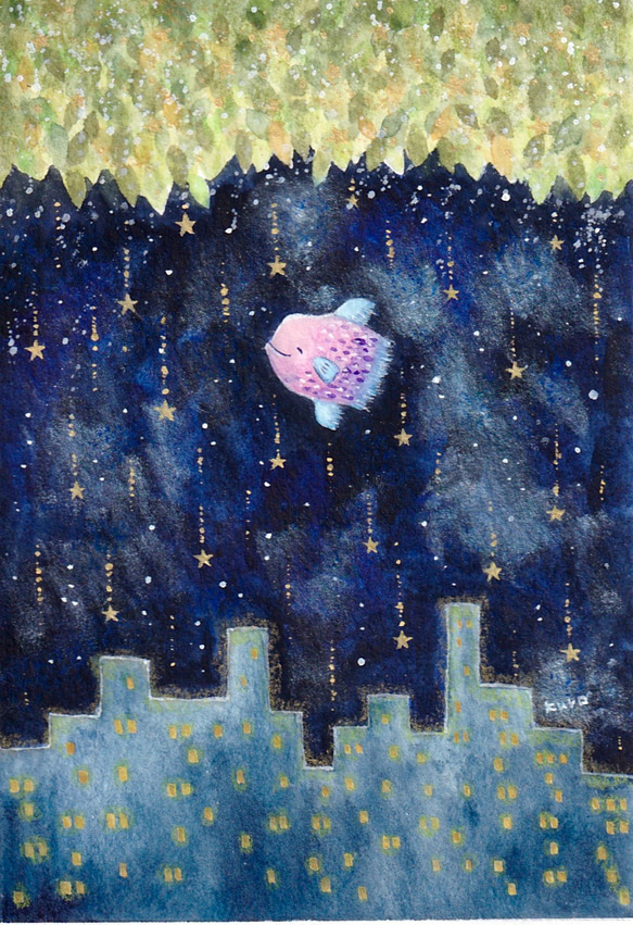 マンボウの見た夢 絵画 kuro 通販 17082856｜Creema(クリーマ)