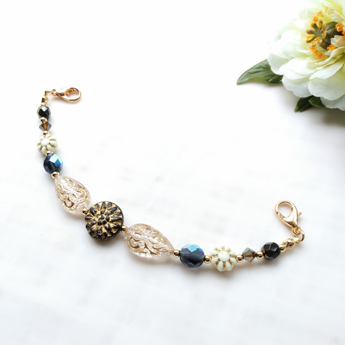 羽織紐 チェコガラスの羽織留め スワロフスキー クリップ変更可 帯留め