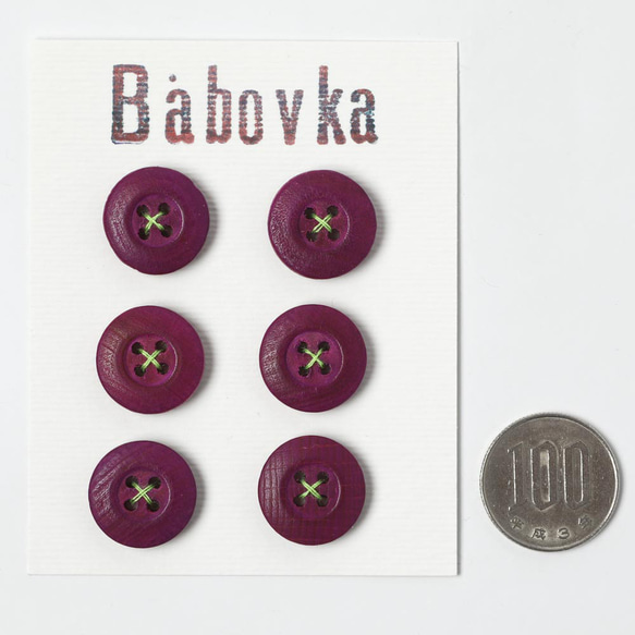 チェコ 木のボタンカード 1.7cm 6個 3枚目の画像