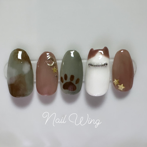セミオーダー】ネイルチップ ねこちゃんネイルA - メルカリ