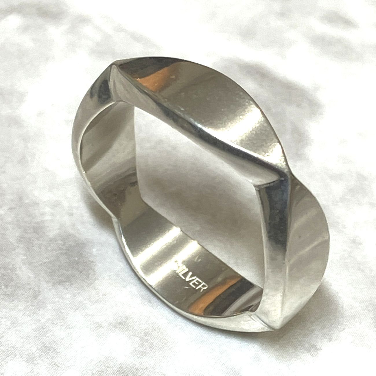 シルバーリング●四角（cut）●15号 silver925 刻印無料 / MSR-8698