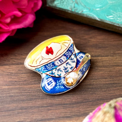 Almond jelly brooch｜杏仁豆腐ブローチ〔中国茶器〕 5枚目の画像