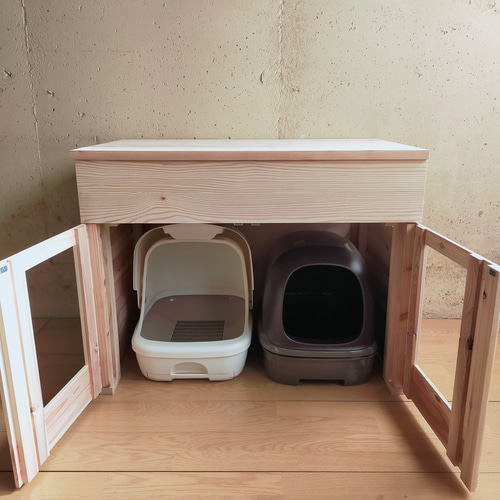 ストッカー付きデュオトイレ 2つしまえる 猫トイレカバー ストッカー付きデュオトイレ 2つしまえる 猫トイレカバー