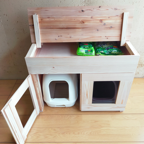 ストッカー付きデュオトイレ 2つしまえる 猫トイレカバー ストッカー付きデュオトイレ 2つしまえる 猫トイレカバー