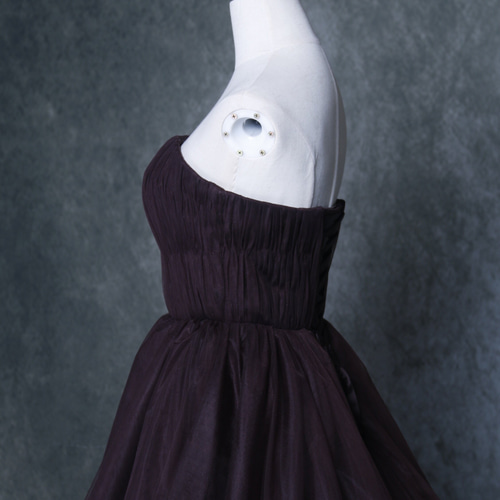 人気上昇！カラードレス コーヒーの色 ベアトップ 柔らかく重ねた  