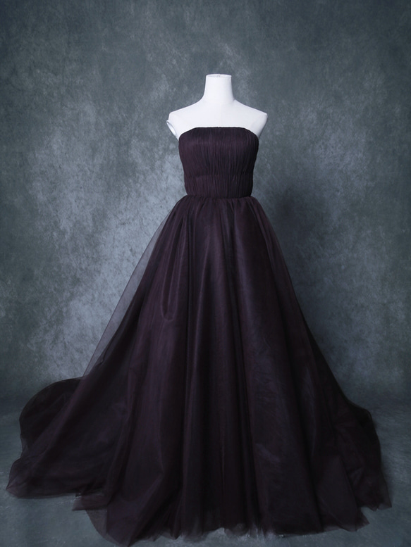 人気上昇！カラードレス コーヒーの色 ベアトップ 柔らかく重ねた  