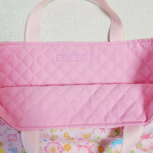 C アリス 薄ピンク 紫 ドット てさげバッグ レッスンバッグ