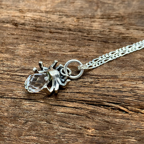 蜘蛛 ネックレス クリア/シルバー925 つけっぱなし/シルバー