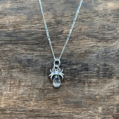 蜘蛛 ネックレス クリア/シルバー925 つけっぱなし/シルバー