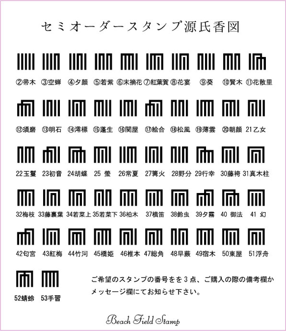 3つ選べる　源氏香セミオーダースタンプ 2枚目の画像