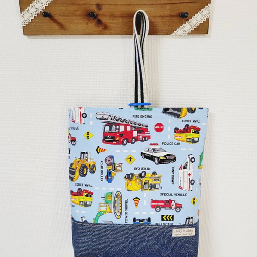 乗り物柄の入園入学3点セット(レッスンバッグ、上履き入れ、お着替え袋