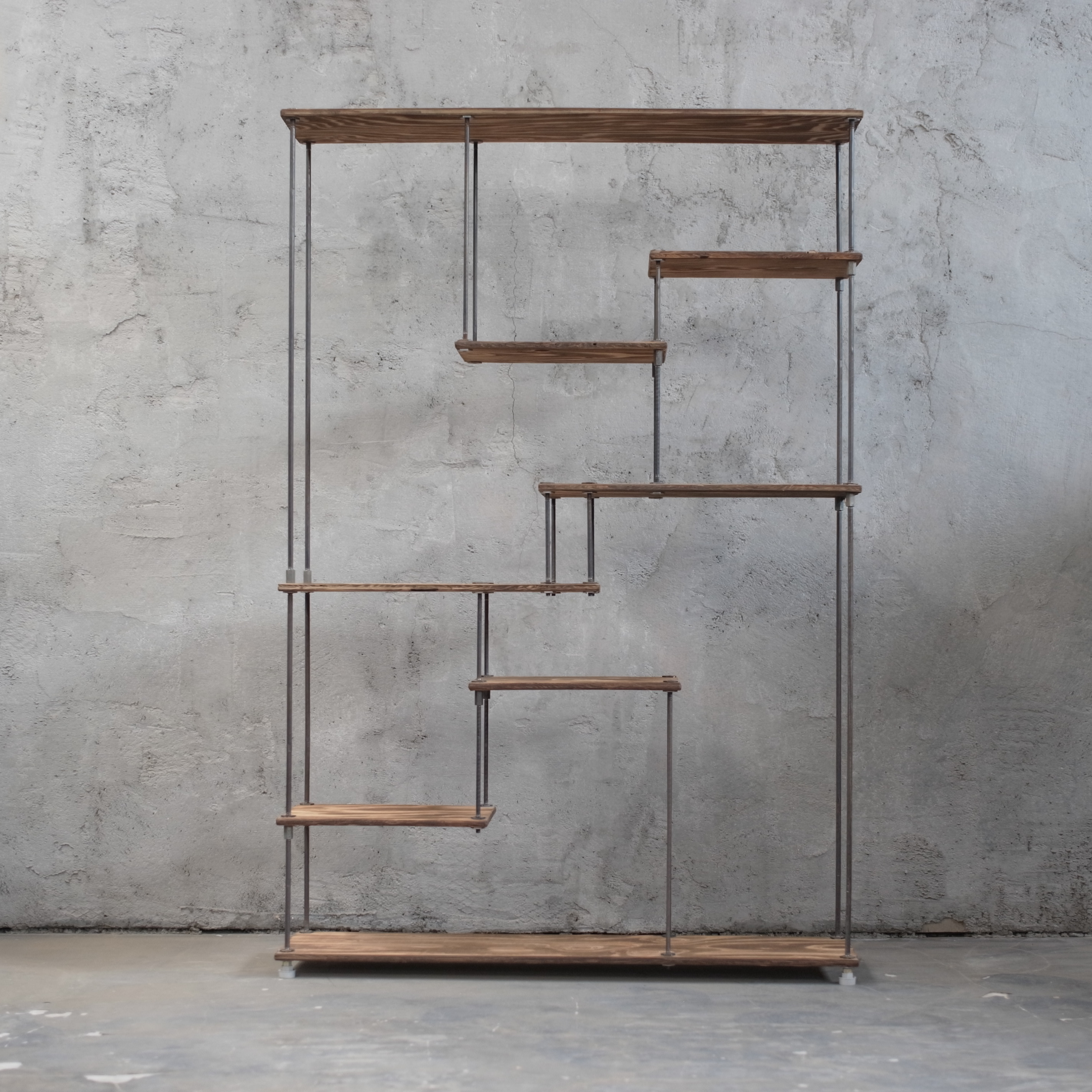 wood iron shelf 1340*910*225〈ブラウン〉　アイアン シェルフ オープンラック 植物棚 鉄 木