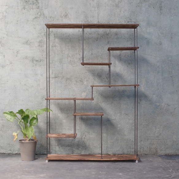 wood iron shelf 1340*910*225〈ブラウン〉 1枚目の画像