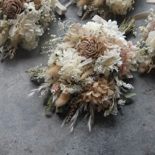 スワッグ5個セット＊ガーランド~ベージュピンク紫陽花♪〜プリザーブド  