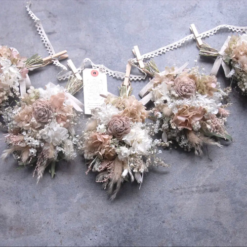 スワッグ5個セット＊ガーランド~ベージュピンク紫陽花♪〜プリザーブド  