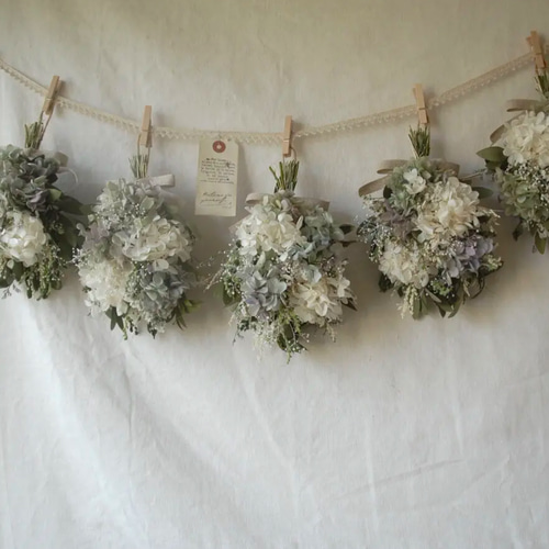 スワッグ5個セット＊ガーランド~natural草原の紫陽花♪〜プリザーブド  