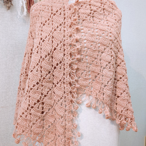 新作☆「サーモンピンクDesign」世界でひとつのストールマフラー 新作☆「サーモンピンク」世界でひとつのストールマフラー
