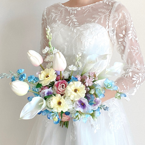 パステルカラーウェディングブーケ【結婚式/ウェディング