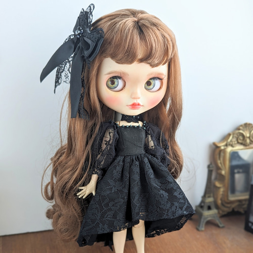 1039※ブライスアウトフィット※黒のフィッシュテールスカートドレス