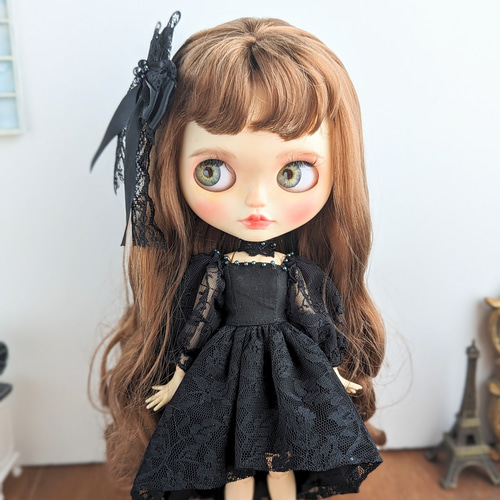 1039※ブライスアウトフィット※黒のフィッシュテールスカートドレス