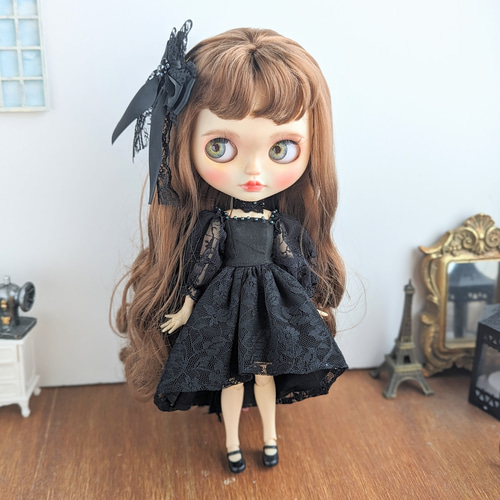 ファッション 1039※ブライスアウトフィット※黒のフィッシュテールスカート ぬいぐるみ