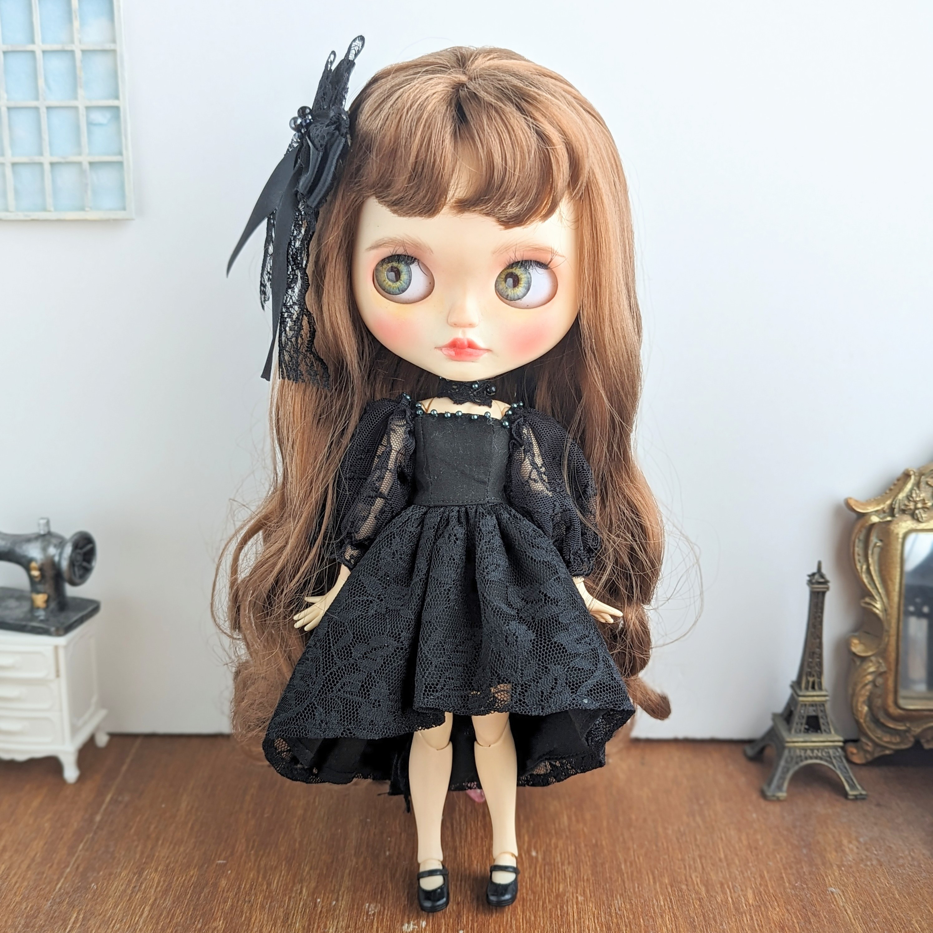 1039※ブライスアウトフィット※黒のフィッシュテールスカートドレス