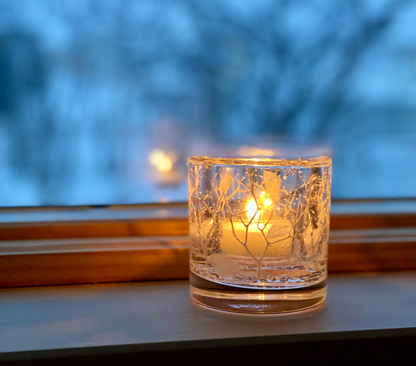 白のジェルキャンドルホルダー〜凍える朝〜 ボタニカルキャンドル