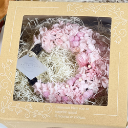 【ピュアな可憐さ♡ホワイトリース】プリザーブドフラワーのアジサイリース　紫陽花　ピンク 4枚目の画像