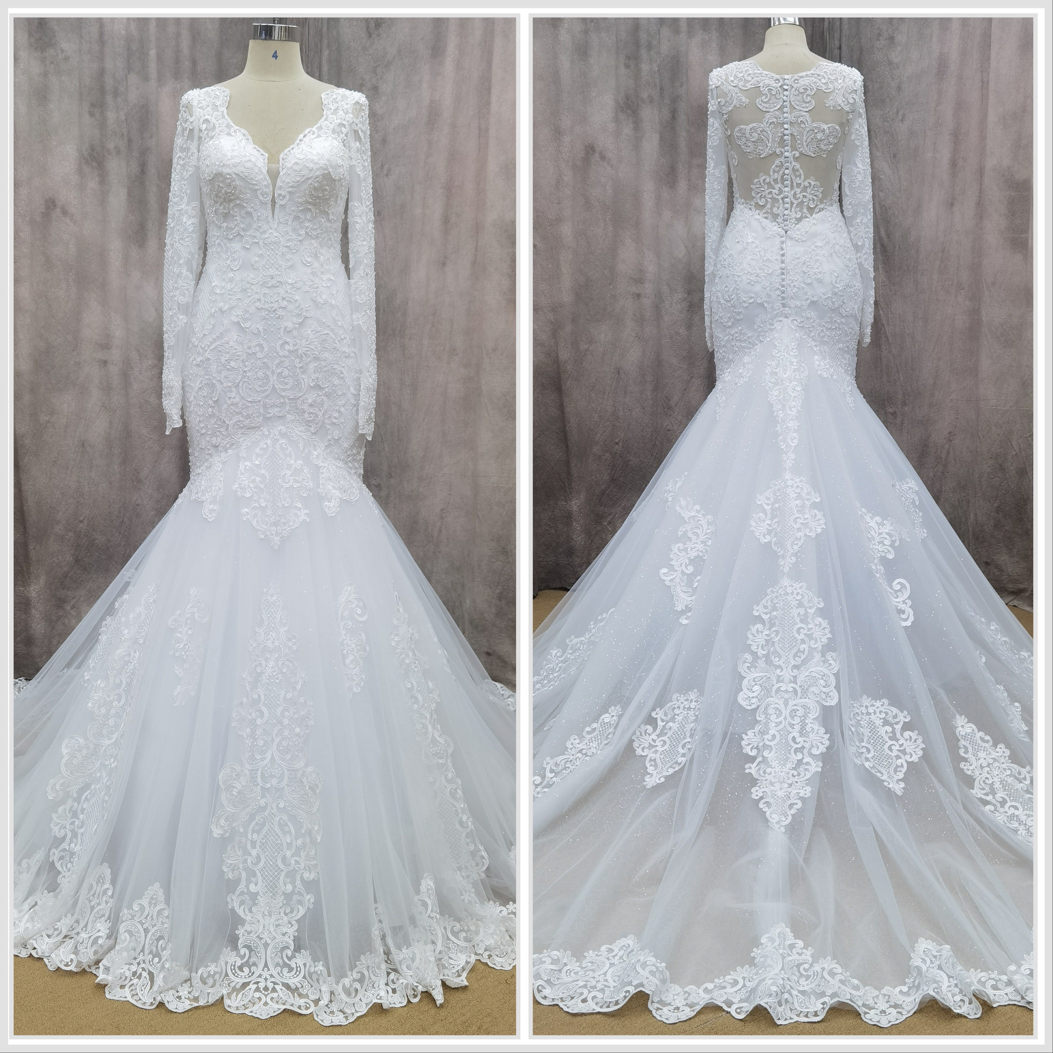 ロングスリーブ・レース・マーメイド・ウェディングドレス　KB22112 74,250円