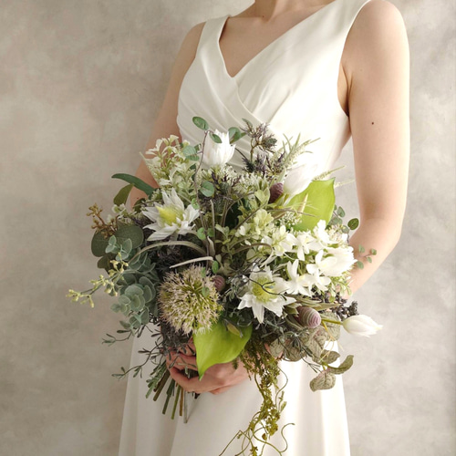 即納品可能】海外風ナチュラルグリーンブーケ/ウェディングブーケ