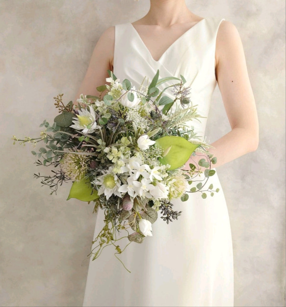 ☆ナチュラルグリーンの造花ブーケです ナチュラルグリーンブーケ | Rosa Decor