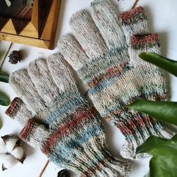 Noël〜聖夜  オパール毛糸のスマホ対応５本指手袋 1枚目の画像
