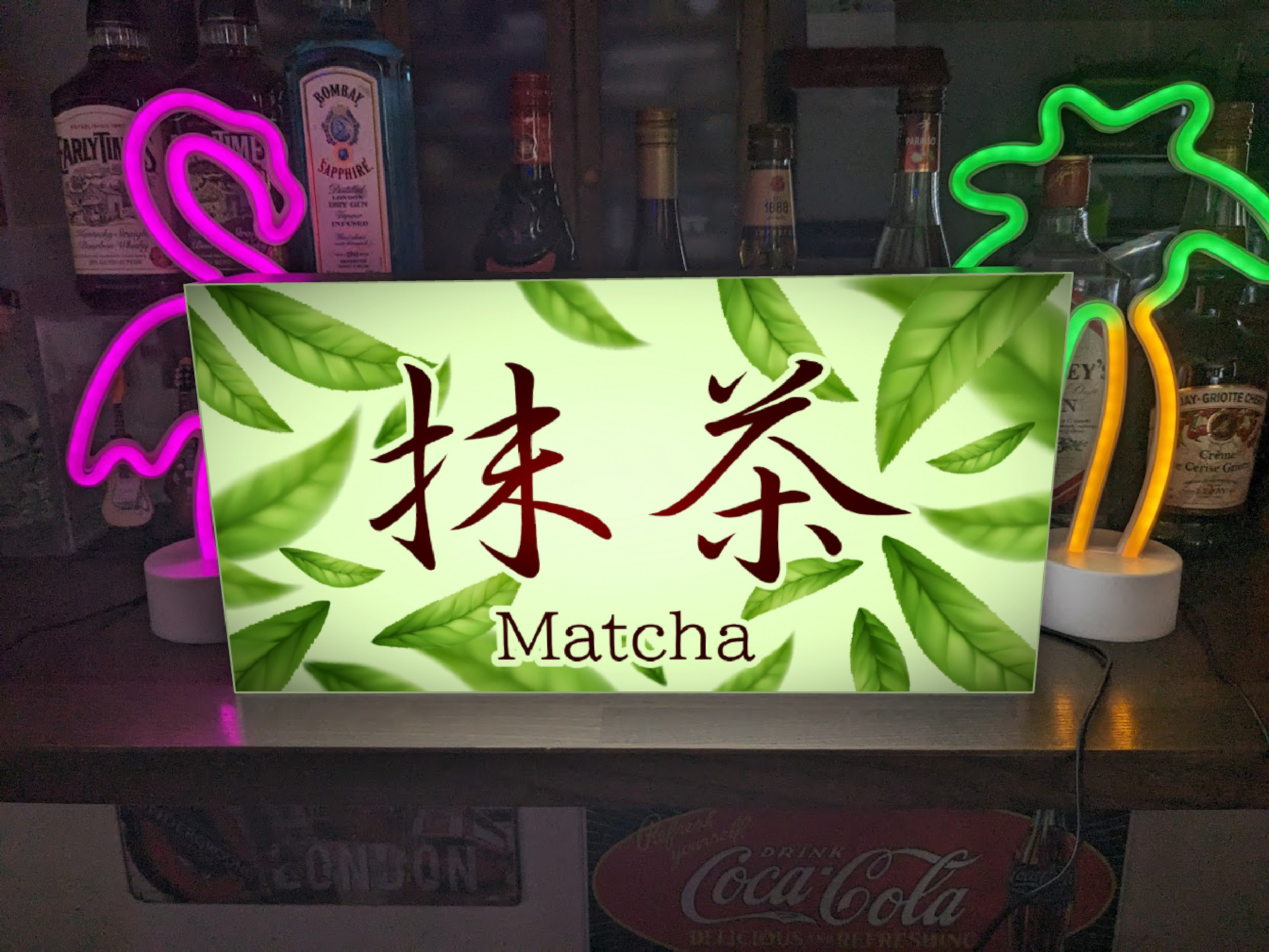 【Lサイズ】抹茶 お茶 日本茶 GREEN TEA 店舗 キッチンカー イベント 照明 看板 置物 雑貨 ライトBOX