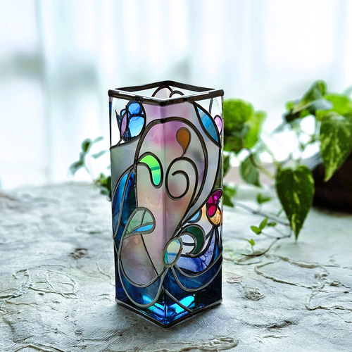 フェアリーのお花畑~青』ガラス花瓶 一輪挿し・花瓶・花器 フェアリーのお花畑~青』ガラス花瓶 一輪挿し・花瓶・花器