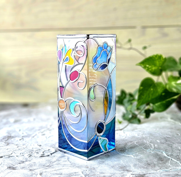 フェアリーのお花畑~青』ガラス花瓶 一輪挿し・花瓶・花器 フェアリーのお花畑~青』ガラス花瓶 一輪挿し・花瓶・花器