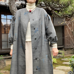 着物リメイク☆356浴衣ウェストギャザーワンピース／リップル生地 送料無料 着物 リメイク 綿 浴衣 ロング ギャザー ワンピース