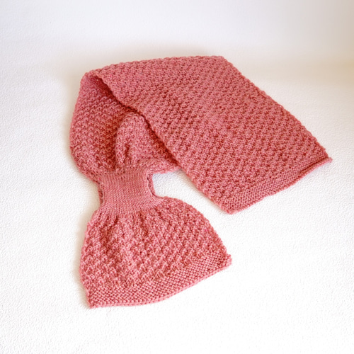 手編みティペットマフラーコーラルピンク 1 マフラー 花＊＊ 通販