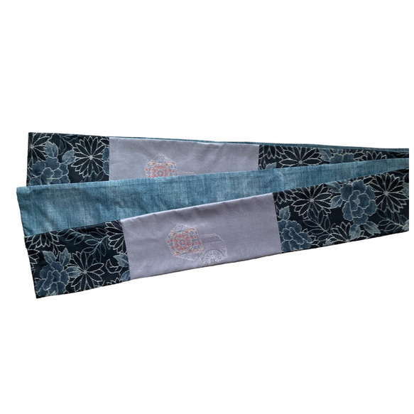 *和服布* 大島紬 這是一種半寬切馬風格成人平子帶，採用大花、春亞紡和西陣織材料製成。長450cm。 第9張的照片